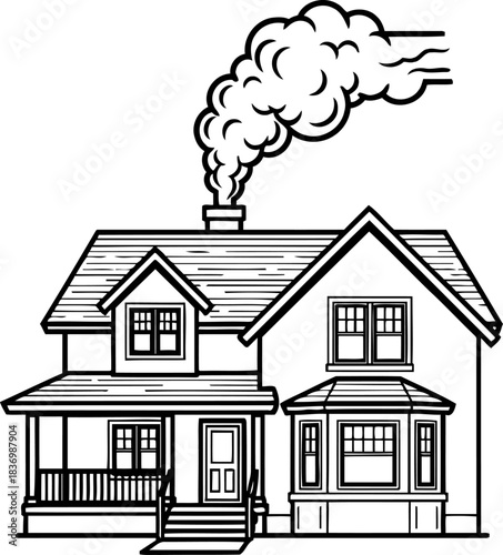 sanctuary of smoke where every wisp whispers tales of home, isolated on transparent background