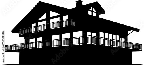 sculpted horizon modern dwellings iconic silhouette, a vision of elevated living, isolated on transparent background