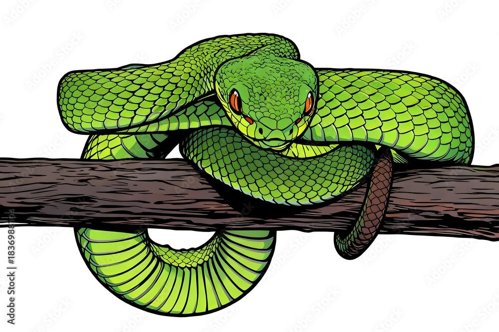 Obraz premium close-up snake black background illustration