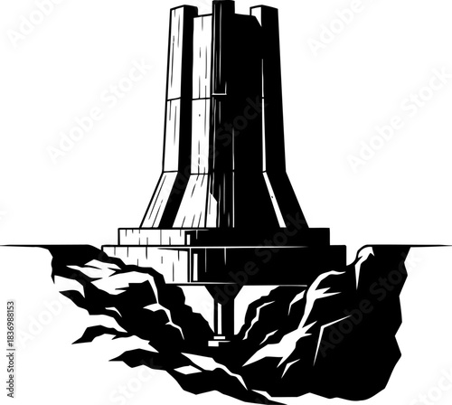 subterranean sentinel a deeprooted symbol of unyielding power and timeless foundations, isolated on transparent background