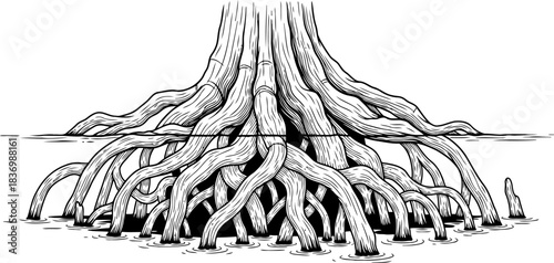 submerged strength natures intricate anchor supporting lifes vital balance, isolated on transparent background