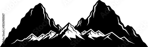 summit silhouettes bold graphic art capturing alpine adventure spirit, isolated on transparent background