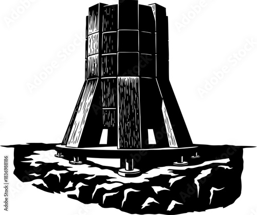 the unshakeable bastion symbolizing deep roots and unyielding progress, isolated on transparent background