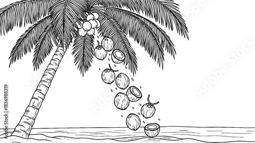 tropical cascade natures refreshing bounty unveiled on island shores, isolated on transparent background