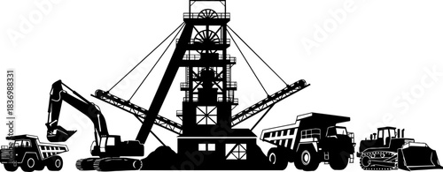 unearthing tomorrow massive machinery building the backbone of modernity, isolated on transparent background