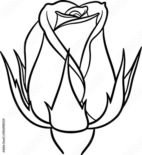 unyielding potential a rosebuds poetic journey, rendered in elegant line art, isolated on transparent background