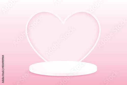 white podium stage and heart shape box on pink background vector illustration template for love theme valentine sale pomotion poster