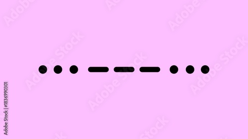 Animation of a repeating SOS Morse code signal on a striking pink background. Emergency communications technology.