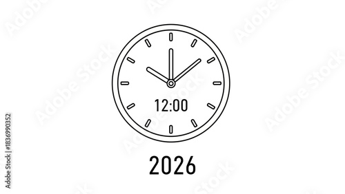 Time Capsule: A timeless depiction, presenting a clock face indicating a specific time alongside a numerical year, suggesting a significant moment preserved for posterity.