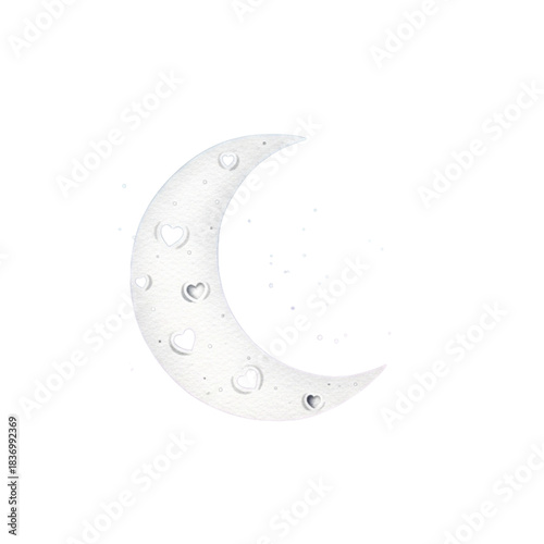 Mystical Crescent Moon with Celestial Sparkle, Glowing Night Sky Element, Dreamy Ethereal Ambiance, Fantasy Decorative Icon