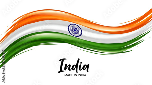Republic Day Independence celebration in Indian theme with tricolor wave of India on 26 January and 15 Agust showing Independent national pride Day spirit in patriotic Made in India background today