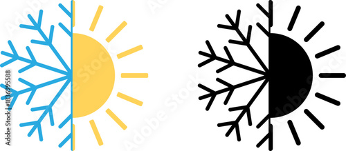 The Climate Balance: Sun and Snowflake Hot/Cold Icon
