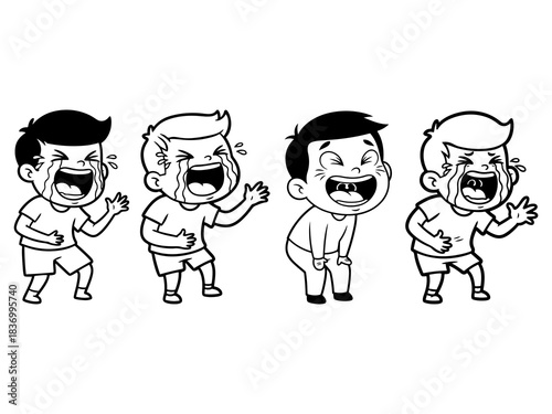 Cute Cartoon Boy Laughing Hysterically