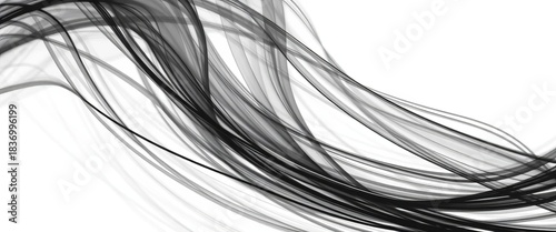 Abstract streaks of black, dynamic motion blur on white background,  swift,  rapid