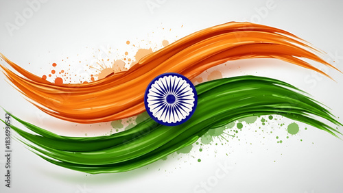 Republic celebration of Indian Independence with India tricolor on artistic paint style during 26 January and 15 Agust Republic Day showing Independent national pride freedom unity
