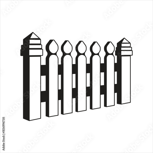 Classic picket fence vector illustration with perspective view Vector