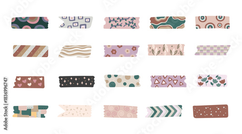 Decorative tape set in scandinavian style ornament adhesive strips for versatile crafting projects enhancing designs using handcrafted elements suitable for your illustration