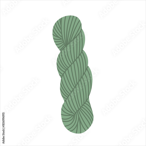 Green skein of yarn illustration for knitting and craft hobbies Vector