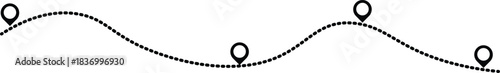 Minimal dotted path line with location markers - simple route, travel navigation and map tracking icon design.