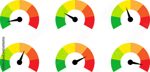 Performance Meter Set: Speedometer, Risk, and Rating Gauges