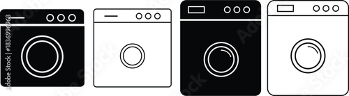 Set of washing machine icon - stock vector.
