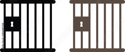 Prison jail bars icon set - stock vector.
