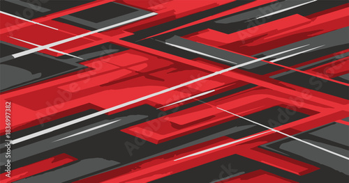 Futuristic digital art texture with a red car and glowing line design on a black background, capturing high-speed motion technology