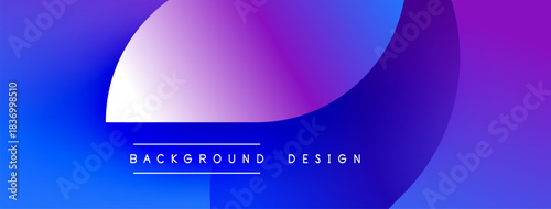 Abstract gradient background. Blue, purple hues blend smoothly. Minimalist design with text elements below shapes. Modern aesthetic.