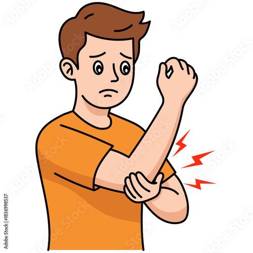 Illustration of Man with Elbow Pain