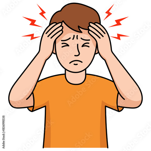 Illustration of Man Experiencing Headache or Migraine