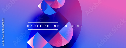 Abstract fluid shapes, vibrant blue, purple hues. Modern design elements create dynamic background. Text reads background design.