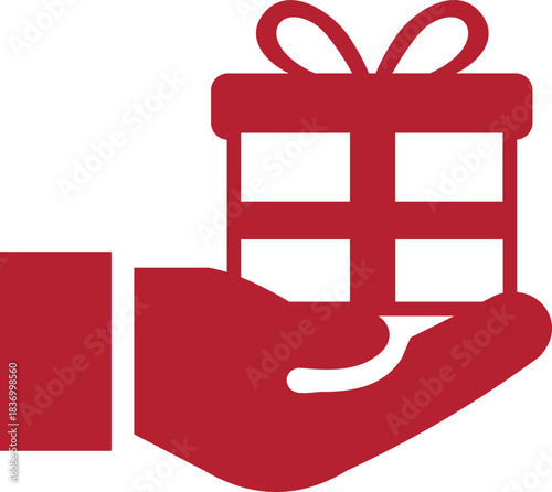 Christmas surprise gift Hand fill icon