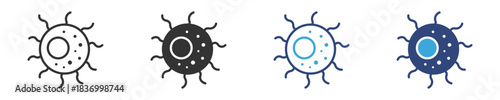 Microbe Icon Set, Virus Bacteria Illustration, Infectious Pathogen Symbol and Medical Biology concept icon, vector illustration.