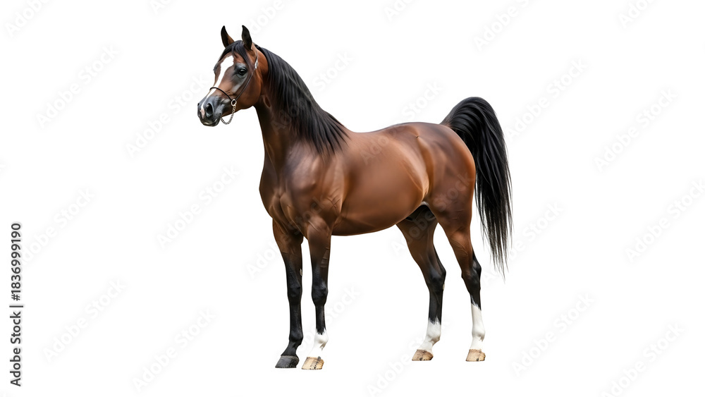 Naklejka premium brown horse islolated backgound, bay horse, realistic horse render
