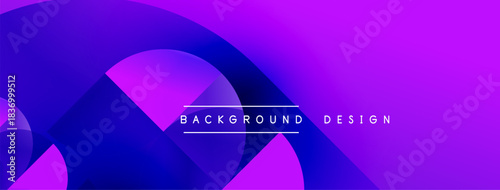 Abstract purple design features overlapping shapes. Gradient colors create dynamic visual effect. Text reads background design.