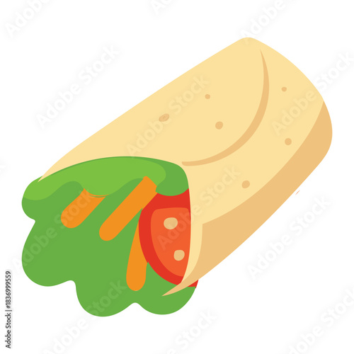 Colorful Food Wrap Vector Icon - Street Food Roll Illustration for Fast Food & Takeaway Menu Design