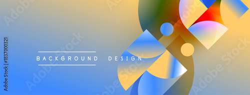 Abstract gradient background features overlapping colorful circles, creating dynamic visual effect. Text reads background design.