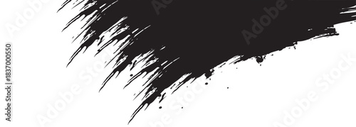Bold Black Brush Stroke Abstract Art on White Background for Creative Design and Texture Works.vector eps10