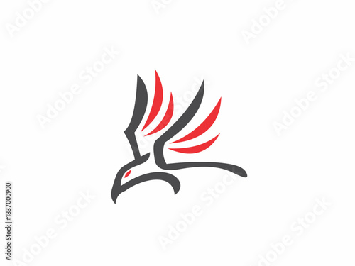 Logo of a flying bird, falcon or an eagle.