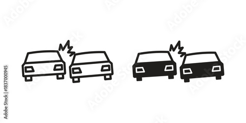 Accident icons in black glyph and liner versions for design.
