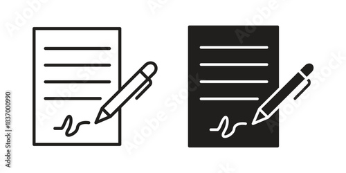 Agreement icons in black glyph and liner versions for design.