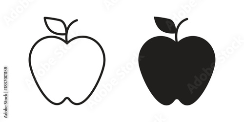 Apple icons in black glyph and liner versions for design.
