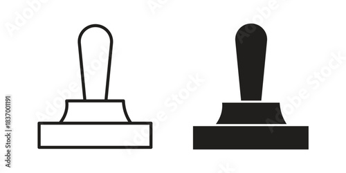 Approval stamp icons in black glyph and liner versions for design.