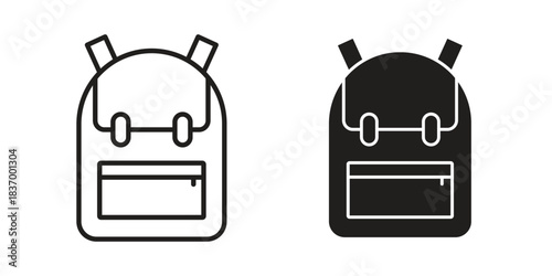 Backpack icons in black glyph and liner versions for design.