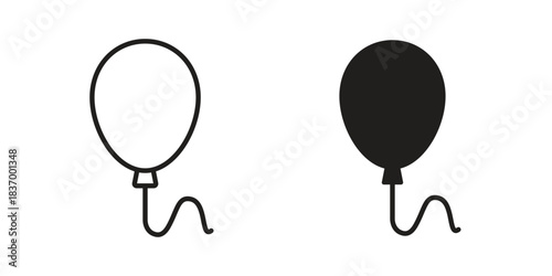 Balloon icons in black glyph and liner versions for design.