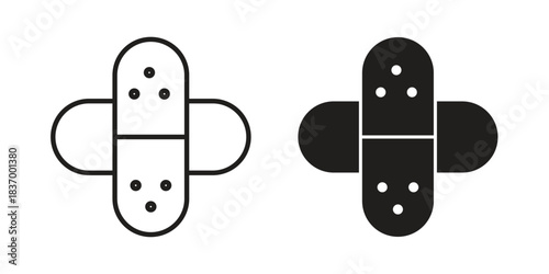 Band aid icons in black glyph and liner versions for design.