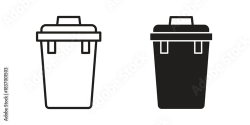Bin icons in black glyph and liner versions for design.