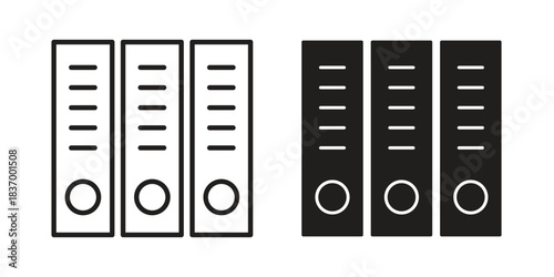 Binder icons in black glyph and liner versions for design.