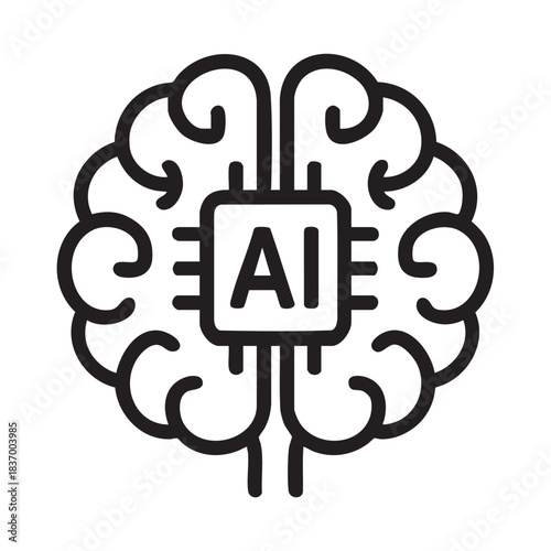 Artificial intelligence brain icon representing neural networks and advanced cognitive computing