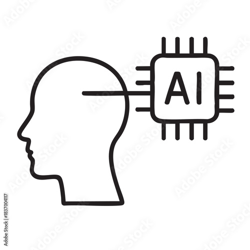 ai brain concept black outline clip art preview